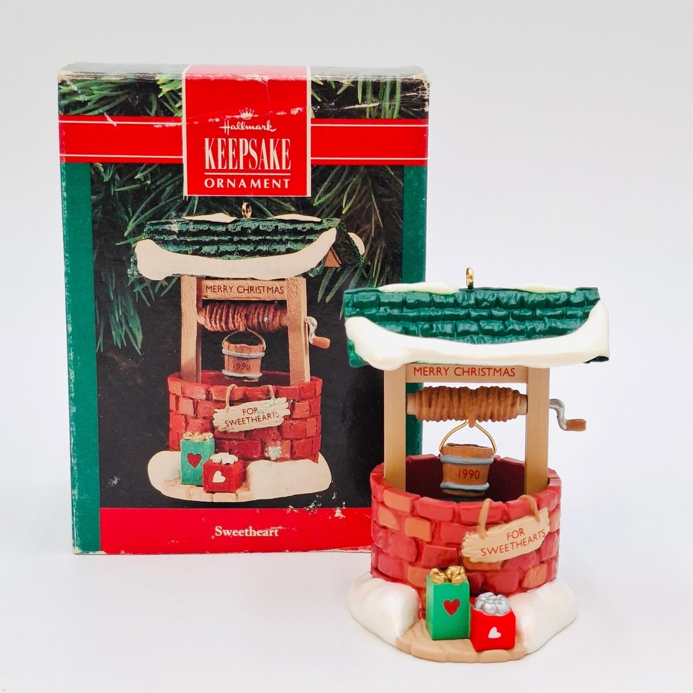 Hallmark Keepsake Ornament 1990 Sweetheart Wishing Well Christmas Vintage Boxed